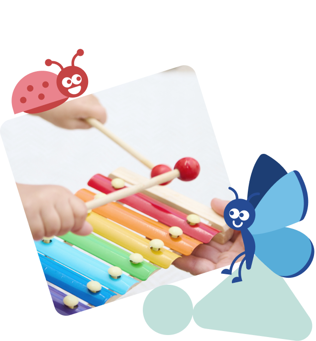child playing xylophone
